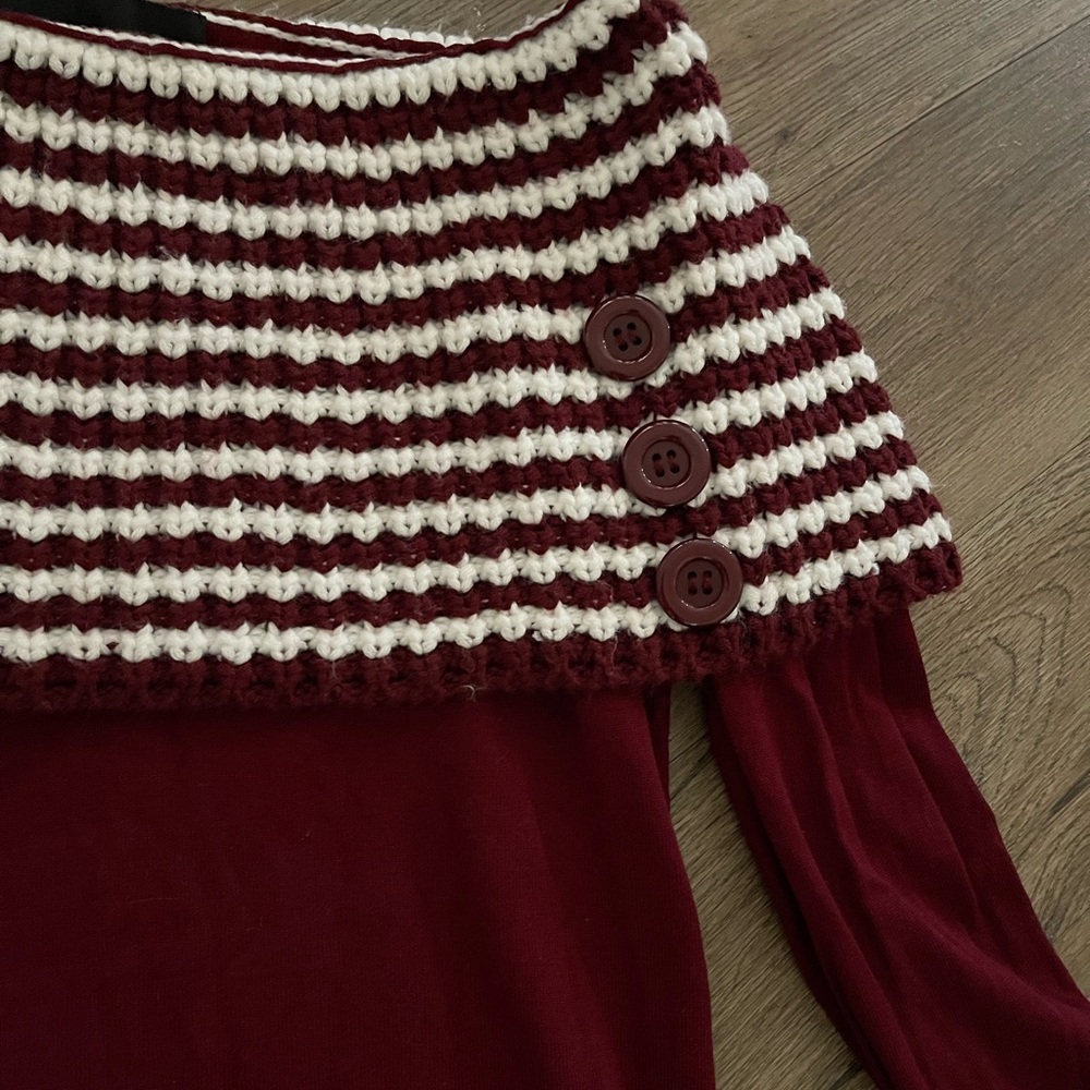 Young Threads Button Off-Shoulder Sweater - Picture 4 of 10